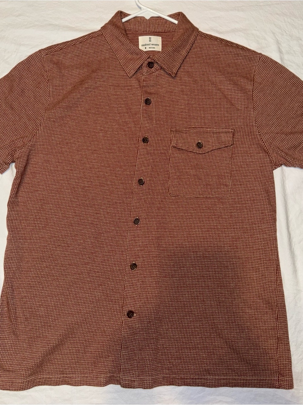 Men's Short-Sleeve Button-Up Shirt in Rust Check